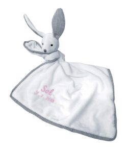 Birthday bunny- hugging a blanket