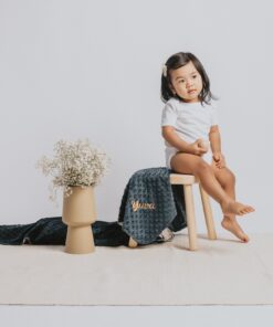 Navy Blue Toddler Minky Blanket (Personalised)